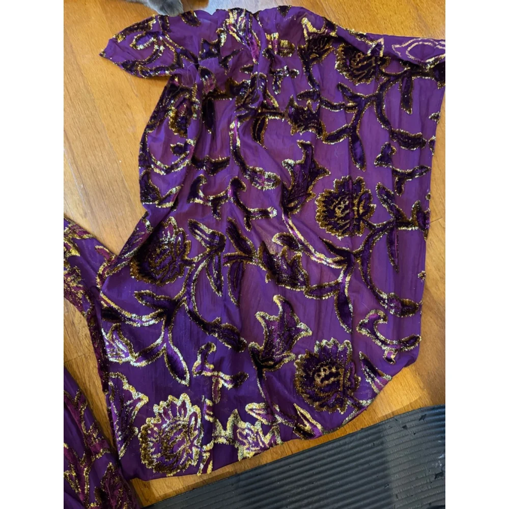 One Shoulder gown in Purple and Gold